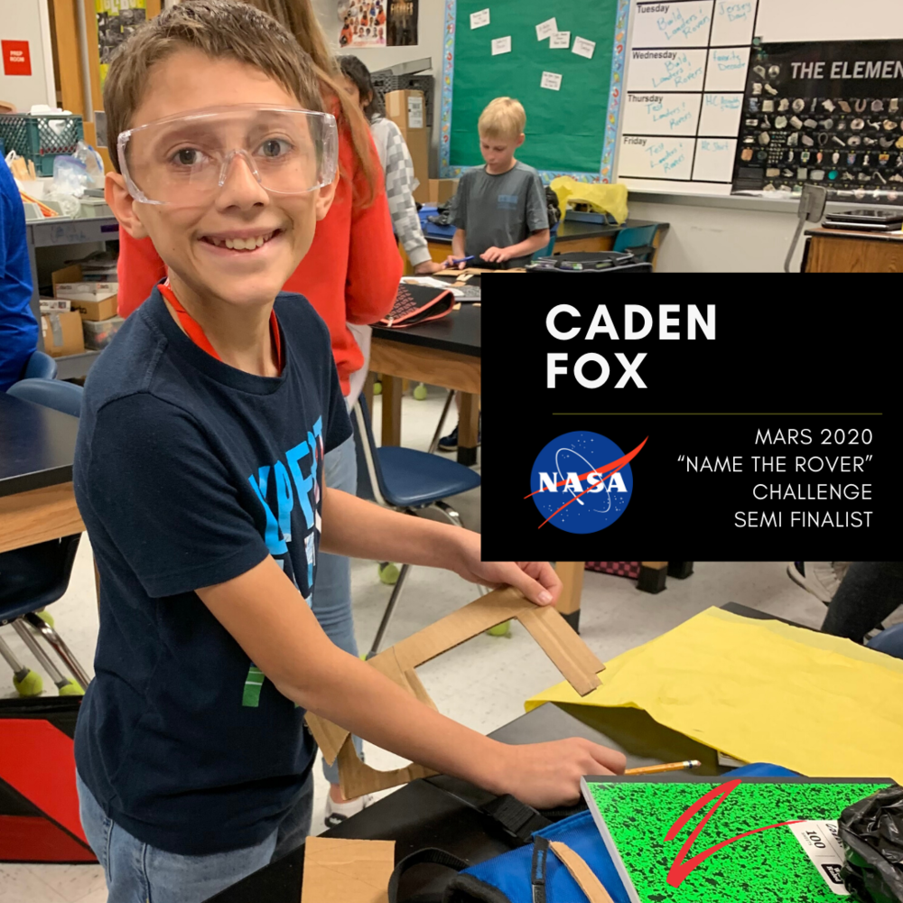 WRJH Student Semi-Finalist in the Future Engineers LLC Name NASA's Mars 2020 Roverโ Contest