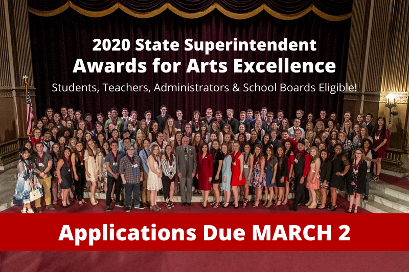2020 State Superintendent's Awards for Arts Excellence - Due March 2nd