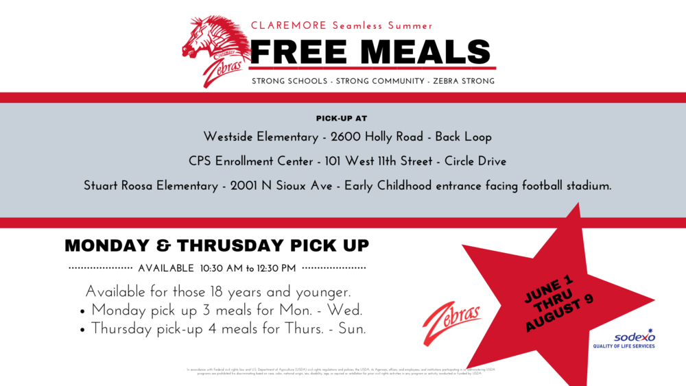 CPS Continues to offer FREE Meals in June, July, & August.