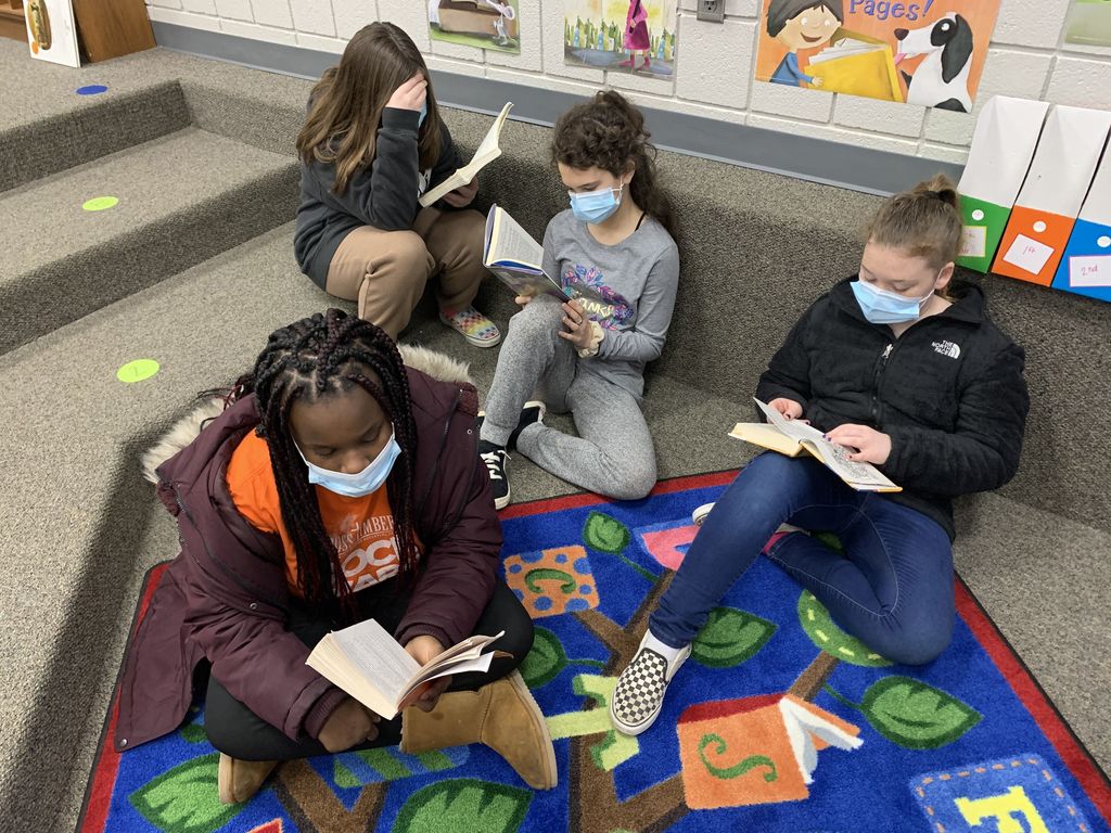 In celebration of Read Across America Week, our librarian Mrs. Troyer is hosting DEAR time in her library for 2nd-5th grade students. DEAR stands for Drop Everything And Read. Here, several 5th graders "stretched out" in the library and spent time reading their library books. #CPSZEBRAPRIDE
