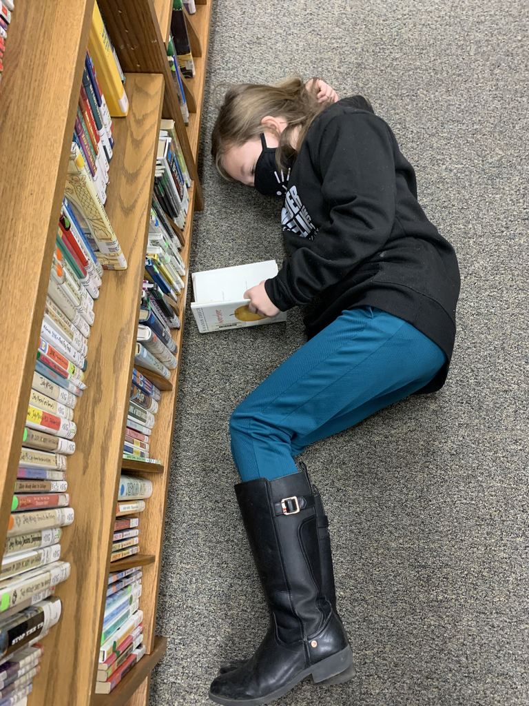 In celebration of Read Across America Week, our librarian Mrs. Troyer is hosting DEAR time in her library for 2nd-5th grade students. DEAR stands for Drop Everything And Read. Here, several 5th graders "stretched out" in the library and spent time reading their library books. #CPSZEBRAPRIDE