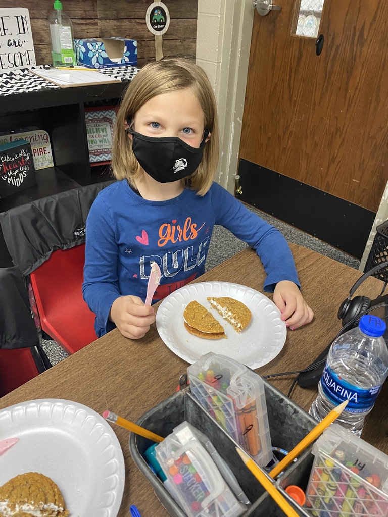1st grade students in Mrs. Halbrook's class worked on halves, fourths, quarters with oatmeal cookies. After cutting the cookie, students were instructed to eat parts of the cookie and discussed how much was left: 3 quarters...one half...one quarter...until the cookie was gone. #CPSZEBRAPRIDE
