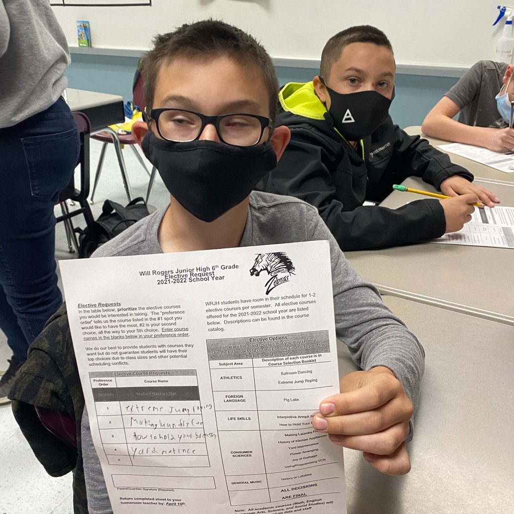 Athletics: Ballroom Dancing, Extreme Jump Roping, Foreign Language: Pig Latin, Life Skills: Interpretive Armpit Sounds and How to hold your Breath, Consumer Sciences: Making Laundry Fun and Using/Programming your VCR.