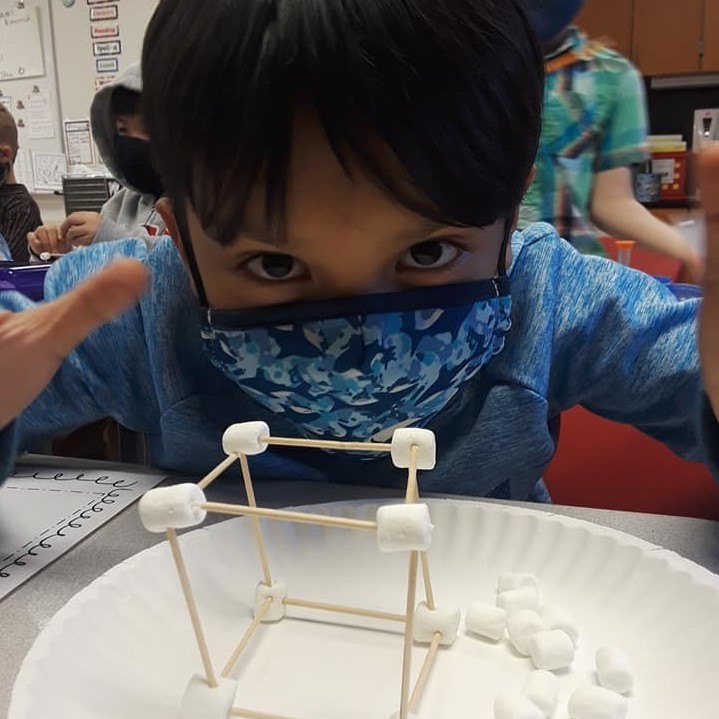Today we took our knowledge about 3D shapes and built cubes out of toothpicks and marshmallows!