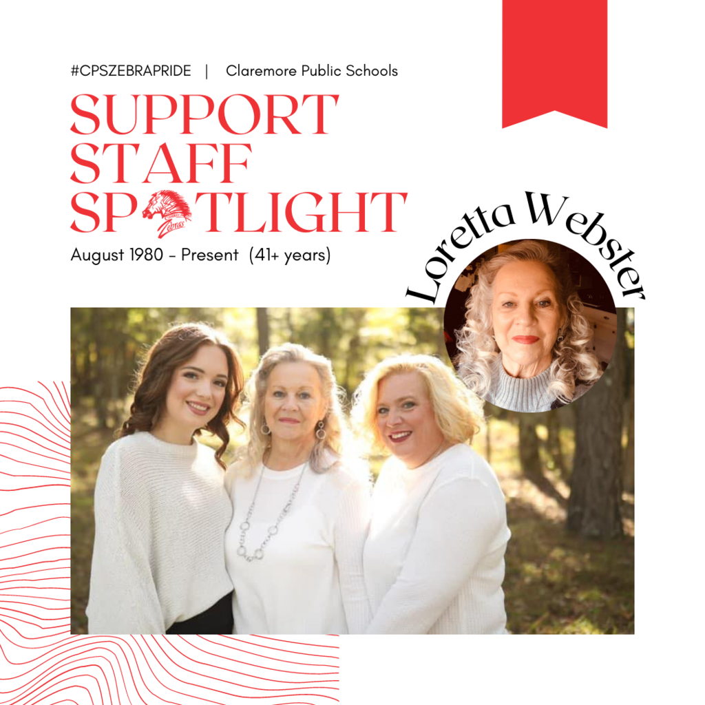 Support staff spotlight - Mrs. Loretta Webster. Help us celebrate 41 years of serving our community - 41 years of being a Zebra!