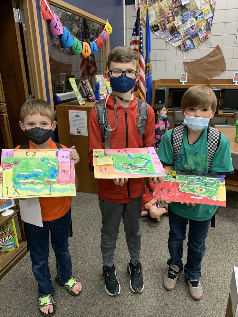 3rd grade students in Mrs. Proctors class had a surprise visitor, Mrs. Massey, who walked them through creating topographical maps of Oklahoma using salt dough. Once the dough-maps dried, students got to paint them! #CPSZEBRAPRIDE