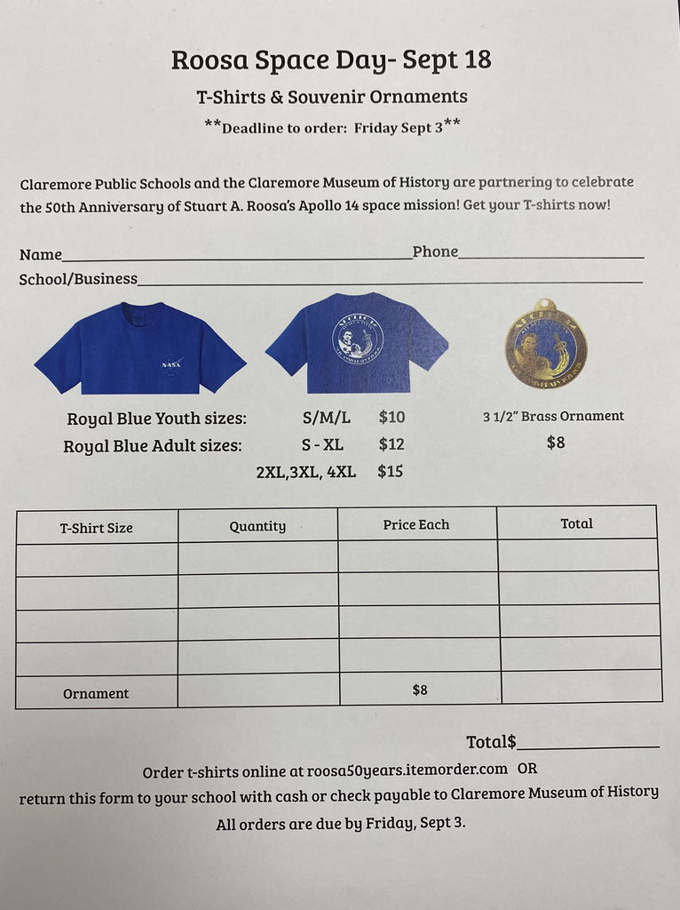 Roosa Space Day Form