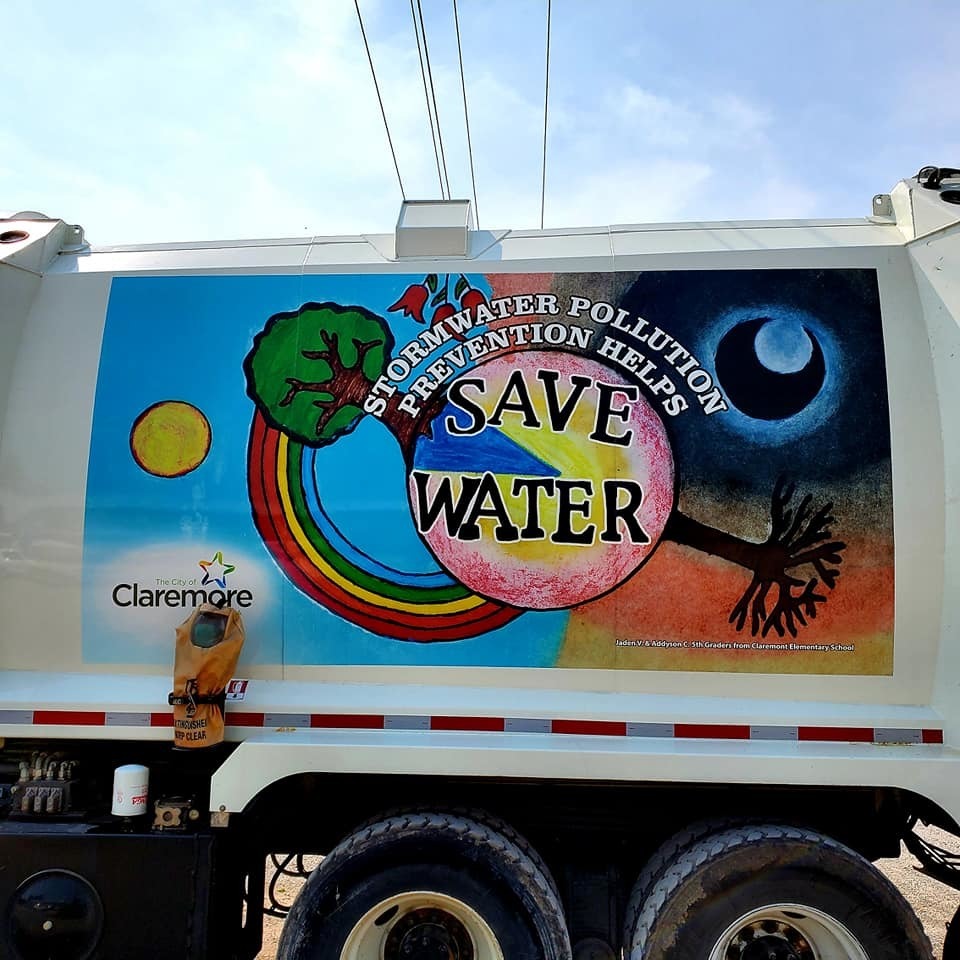 CLAREMONT STUDENTS SHINE! Last year, 2- 5th graders from Claremont won the GRAND PRIZE in Claremore's Conservation Poster Contest. The winning art piece was enlarged and placed on the side of a City truck permanently. We are so proud of all who participated, and so proud to have Claremont recognized in this way! #CPSZEBRAPRIDE