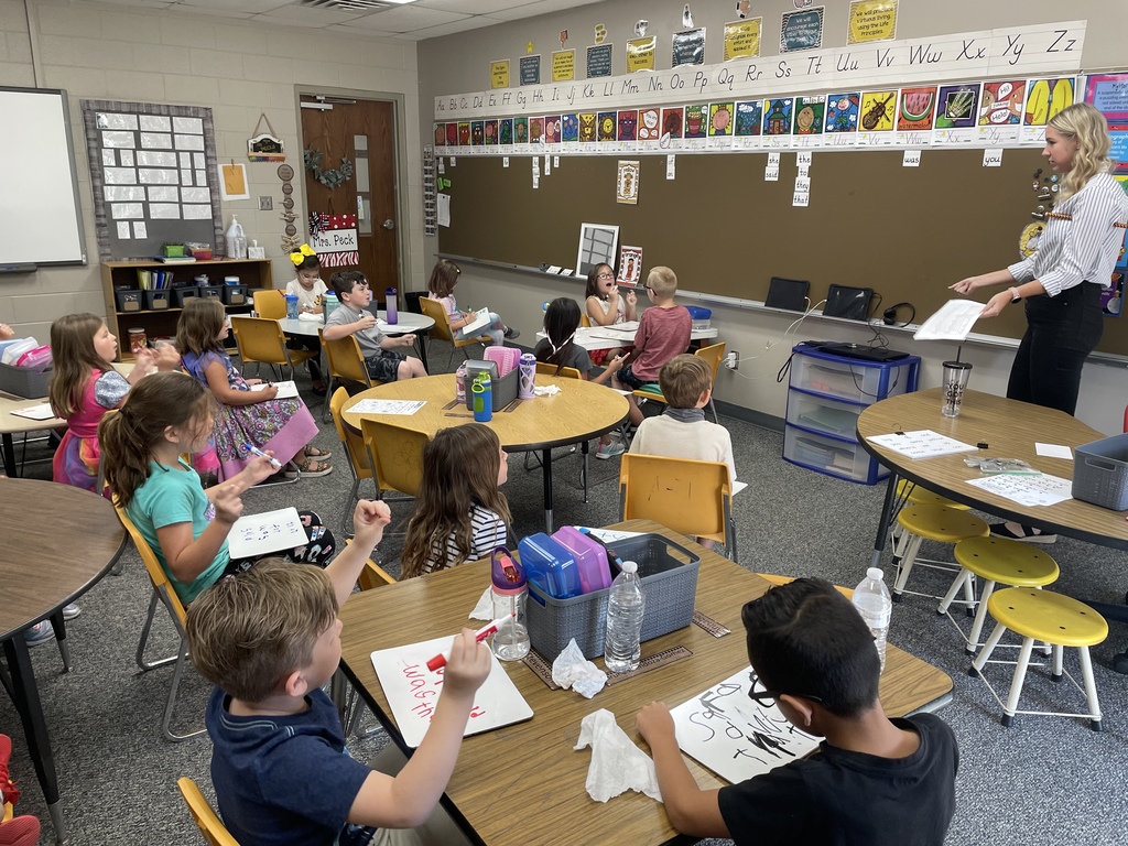 Every student learns best in different ways - some through hearing, some through seeing, some through doing, and many, a combination of the three. Mrs. Peck teaches spelling words to her students and during the lesson, they are able to HEAR, SEE, and WRITE the word, giving each student the ability to learn in the way that works best for them. #CPSZEBRAPRIDE