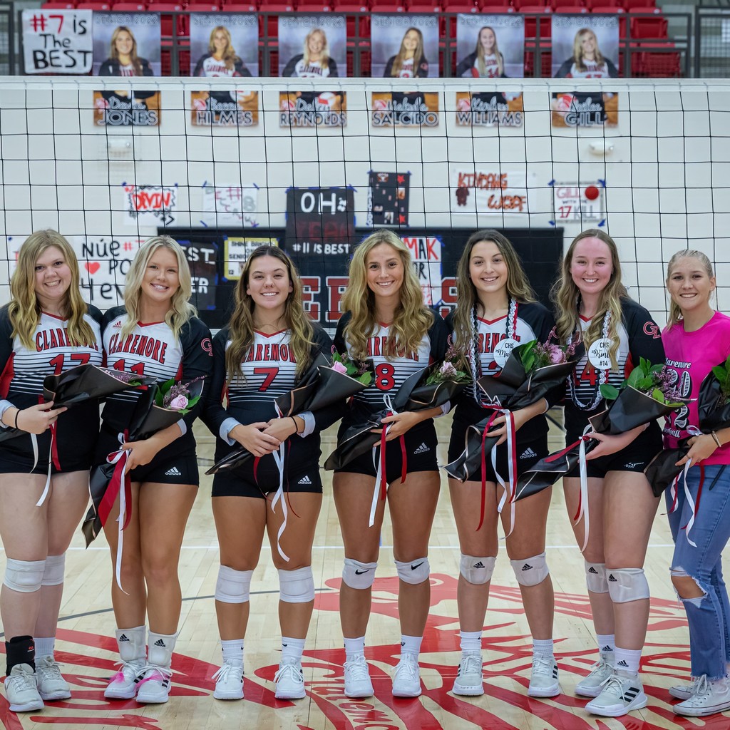 Volleyball seniors with flowers