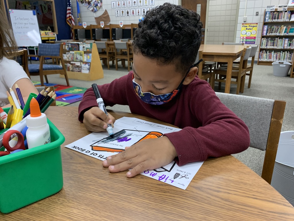 During their Library lesson, Pre-K students learn about the parts of a book: front cover, spine, and back cover! Then, they got to apply what they had learned and color their own book's front cover, back cover and spine! #CPSZEBRAPRIDE