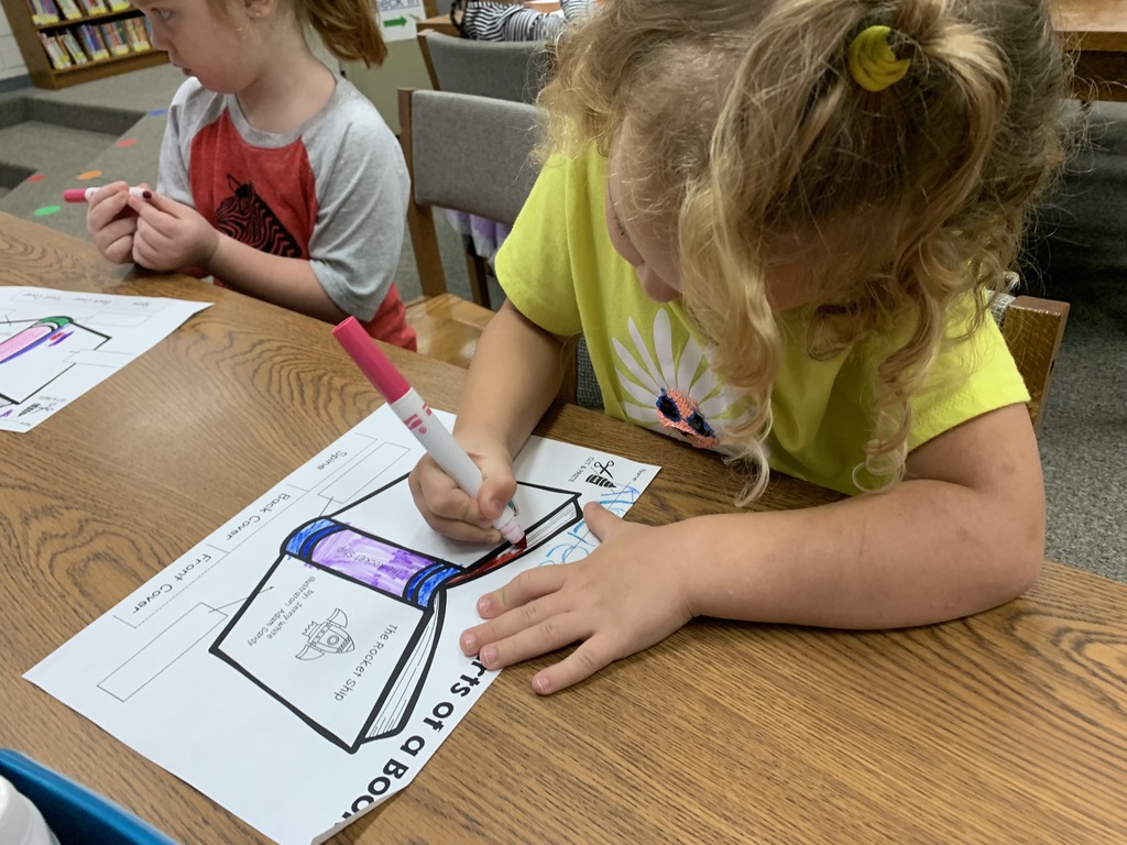 During their Library lesson, Pre-K students learn about the parts of a book: front cover, spine, and back cover! Then, they got to apply what they had learned and color their own book's front cover, back cover and spine! #CPSZEBRAPRIDE