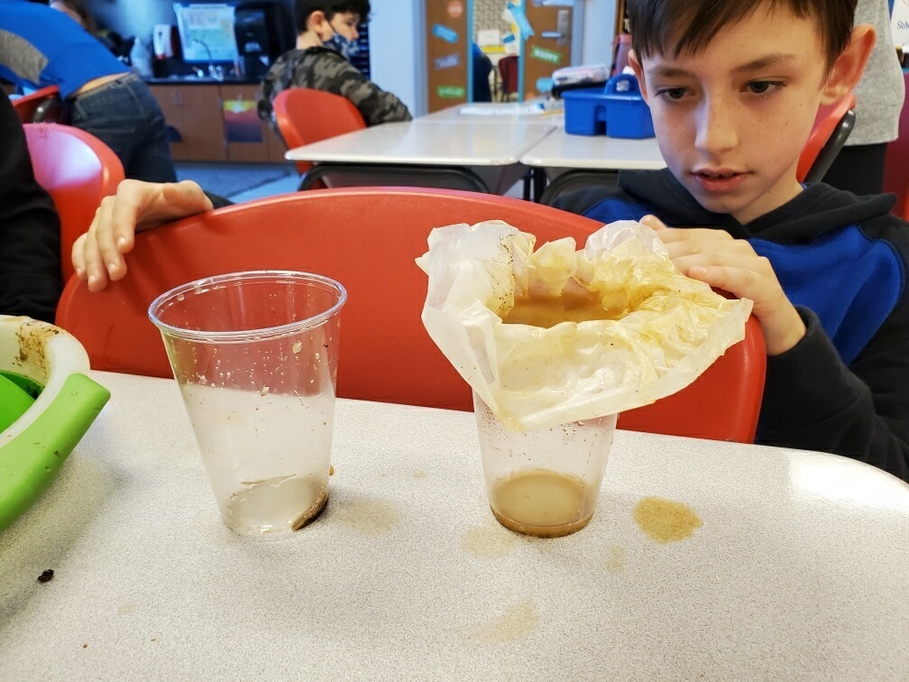 kids using coffee filter to separate compounds