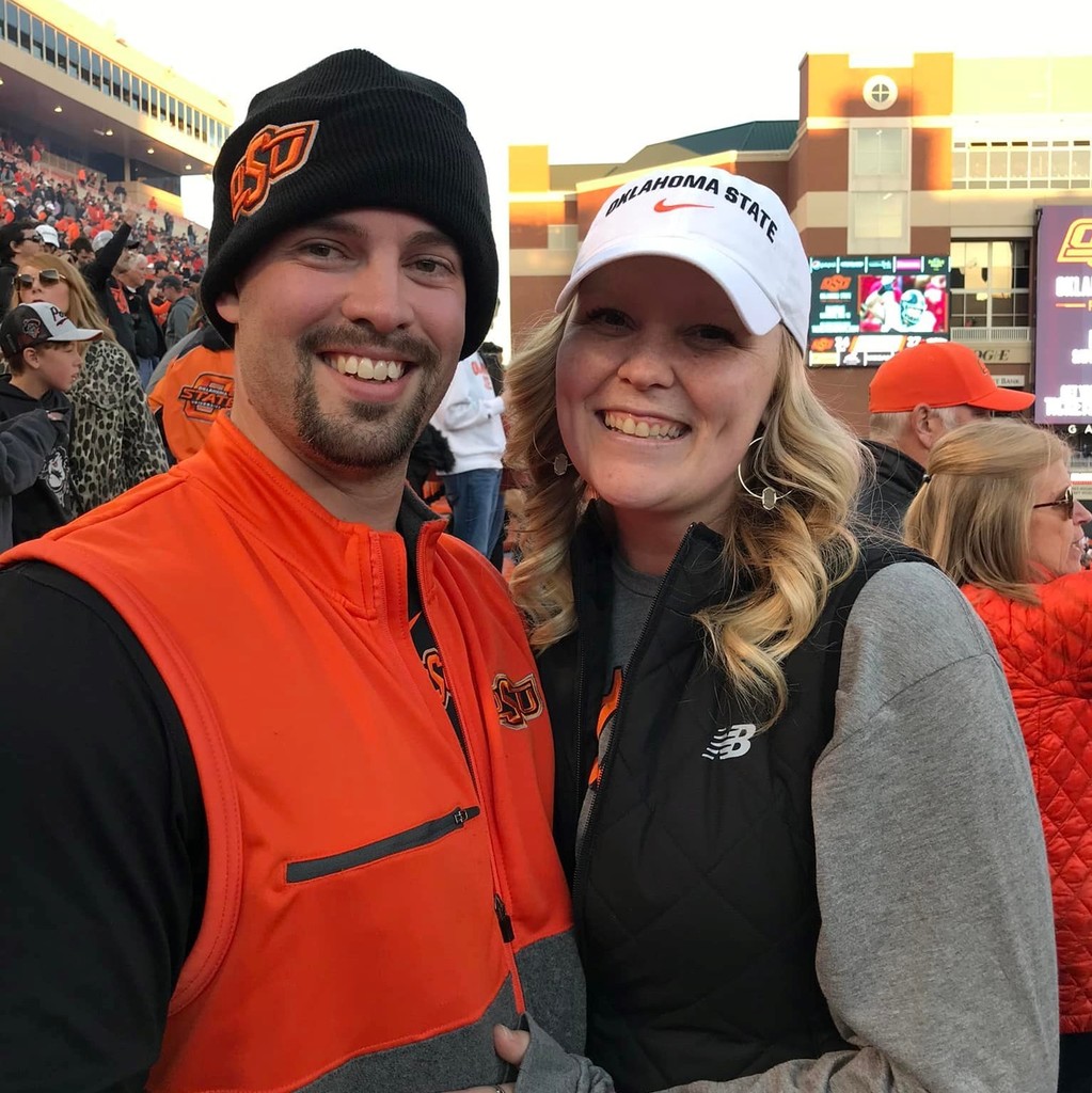 Coach Jackson and his wife in OSU gear.
