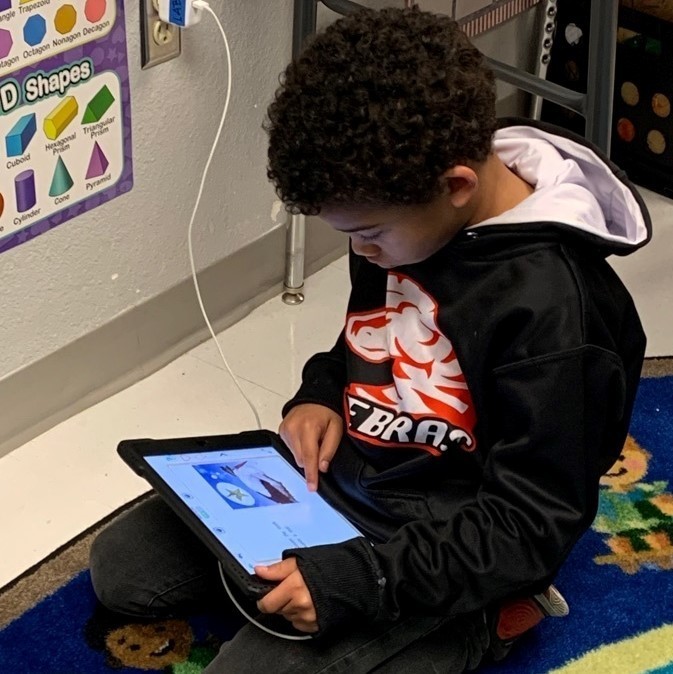student working on computer