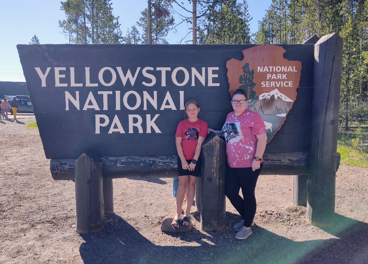 student and staff at yellowstone