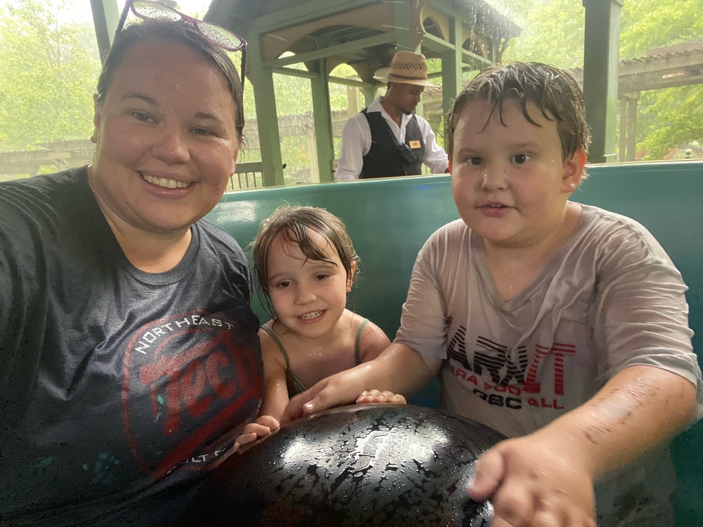 family on a carnival ride