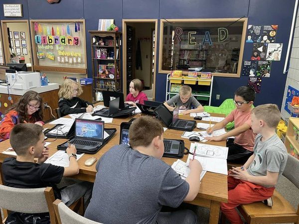 students working on computers