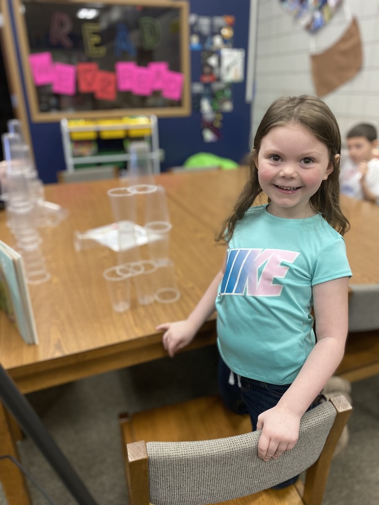 Who knew stacking cups could be so fun!?   Kindergarten students participate in STEM challenges during Library with Mrs. Troyer. One of the various activities was to see how high you could stack plastic cups. This station was a hit!   Why cup stacking? Cup stacking encourages engineering skills, as well as critical thinking and problem solving.   #CPSZEBRAPRIDE