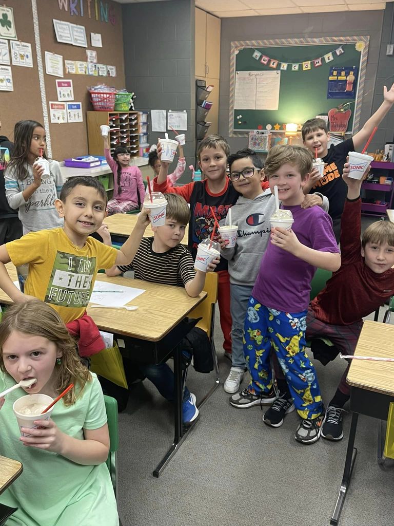 Students in Mrs. Johnston's class worked together as a class to earn a milkshake/slush and movie reward party!   They have a ”sunshine” that starts on A and is moved through the alphabet when the whole class exhibits target behaviors. When the sunshine lands on Z, they’ve earned a reward. Targeted behaviors have been transitions and following procedures outside of the classroom. This was a great accomplishment! They were so excited!   #CPSZEBRAPRIDE