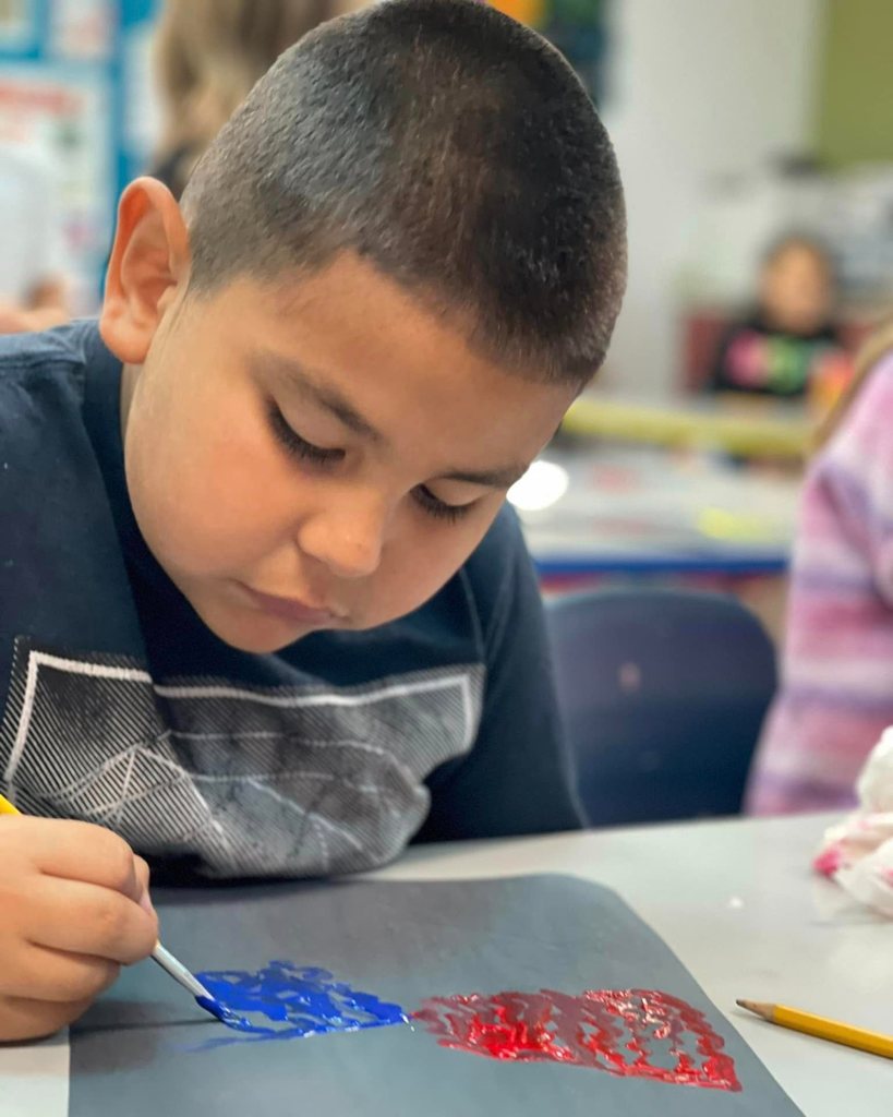 student painting