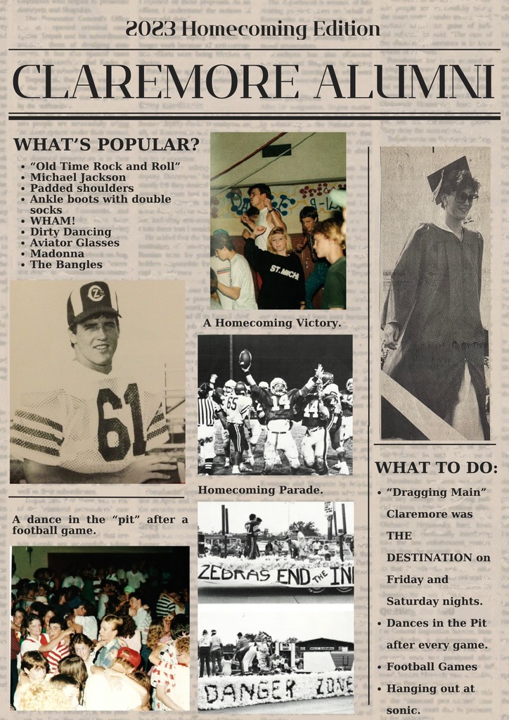 claremore alumni set up like a newspaper