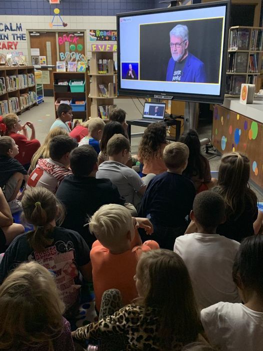 Students experiencing a read aloud from the Author, Peter Reynolds.
