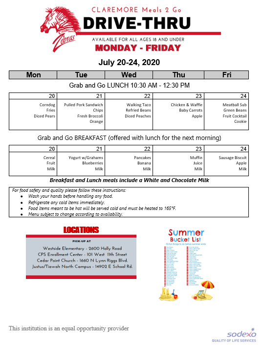 CPS Child Nutrition Department continues to feed our kids 5 days a week from 10:30a - 12:30p.  #CPSZEBRAPRIDE 