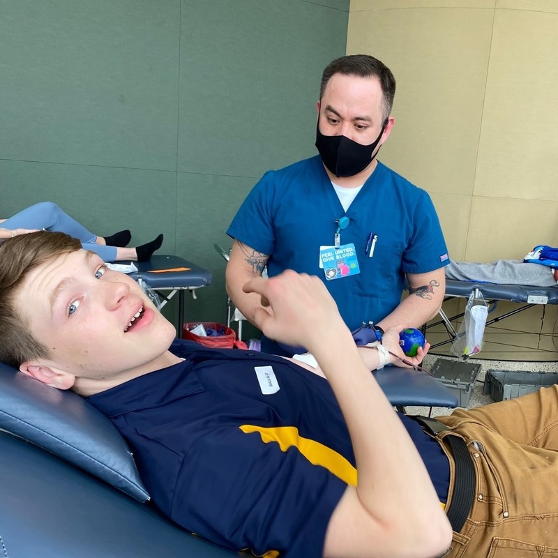 cadet giving blood