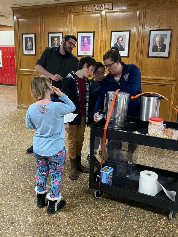 students with cart